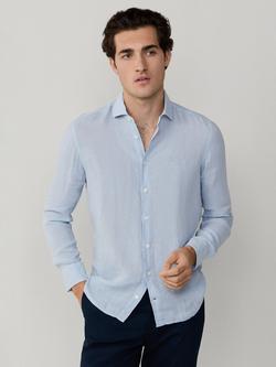 Hackett London Tailored Fit Garment Dyed Linen Shirt, Oxford Blue, Oxford Blue