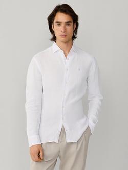 Hackett London Linen Tailored Untucked Fit Brompton Button-Down Shirt, Optic White