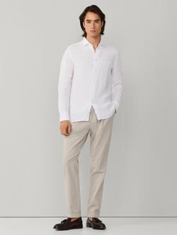 Hackett London Linen Tailored Untucked Fit Brompton Button-Down Shirt - view 2, Optic White