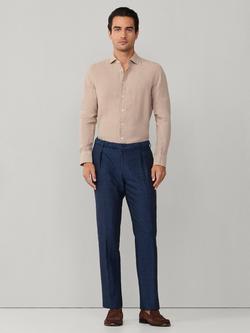 Hackett London Tailored Fit Garment Dyed Linen Shirt, Taupe Beige - view 2, Taupe Beige