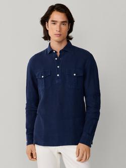 Hackett London Linen Regular Fit Half Placket Shirt, Old Navy