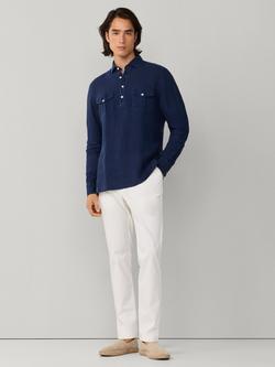 Hackett London Linen Regular Fit Half Placket Shirt - view 2, Old Navy