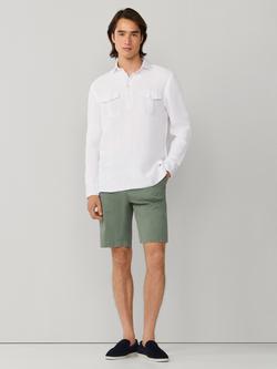 Hackett London Linen Regular Fit Half Placket Shirt - view 2, Optic White