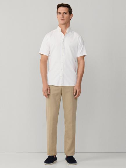 Hackett London Tailored Fit Short Sleeve Cotton Oxford Shirt - view 2, Optic White
