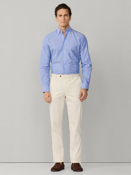 Hackett London Linen Tailored Untucked Fit Stripe Shirt, Summer Blue - view 2, Summer Blue