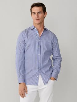 Hackett London Cotton Tailored Fit Stripe Kent Collar Shirt, Navy