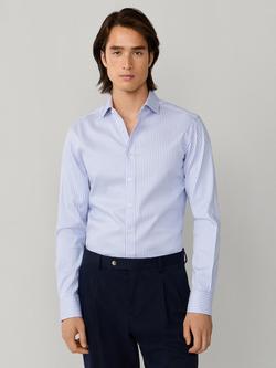 Hackett London Cotton Tailored Fit Kent Cutaway Collar Stripe Shirt, Oxford Blue, Oxford Blue