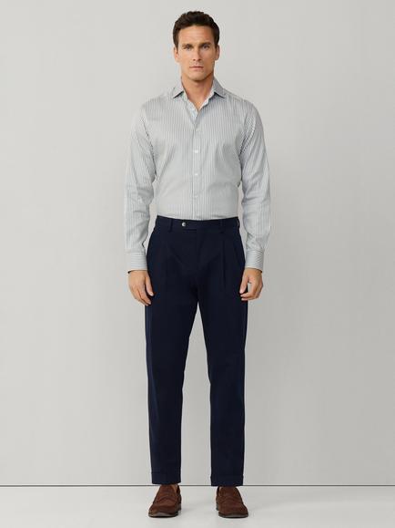 Hackett London Cotton Tailored Fit Stripe Kent Collar Shirt - view 2, Sage Green