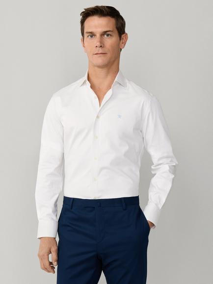 Hackett London Tailored Fit Textured Cotton Shirt, Optic White