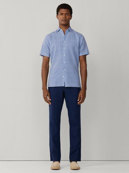 Hackett London Cotton Blend Tailored Fit Print Kent Collar Shirt, Ultra Blue - view 2, Ultra Blue