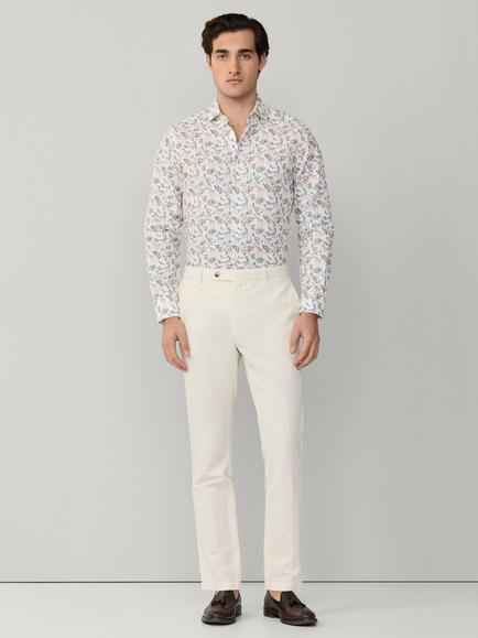 Hackett London Cotton Tailored Fit Floral Giraffe Print Kent Collar Shirt, Sage Green - view 2, Sage Green
