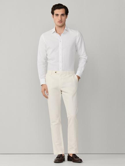 Hackett London Linen Tailored Fit Pimlico Collar Shirt, Optic White - view 2, Optic White