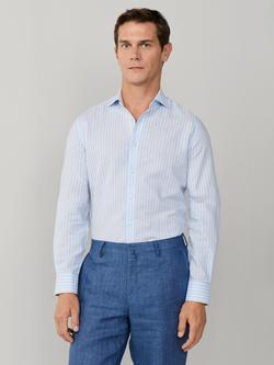 Hackett London Linen Blend Tailored Fit Stripe Kent Collar Shirt, Light Blue, Light Blue