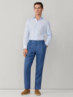 Hackett London Linen Blend Tailored Fit Stripe Kent Collar Shirt, Light Blue - view 2, Light Blue