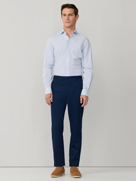 Hackett London Cotton Long Sleeve Kent Collar Shirt, Oxford Blue - view 2, Oxford Blue