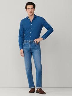 Hackett London Tailored Fit Textured Denim Shirt, Denim Blue - view 2, Denim Blue