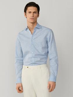 Hackett London Linen Blend Tailored Long Sleeve Shirt, Summer Blue