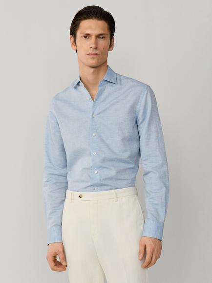 Hackett London Linen Blend Tailored Long Sleeve Shirt, Summer Blue