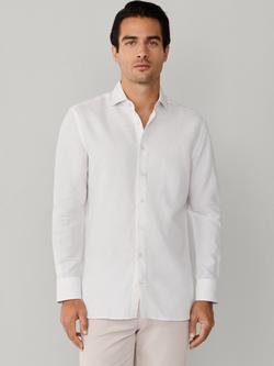 Hackett London Linen Blend Tailored Long Sleeve Shirt, Off White