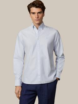Hackett London Cotton Long Sleeve Stripe Shirt, Oxford Blue