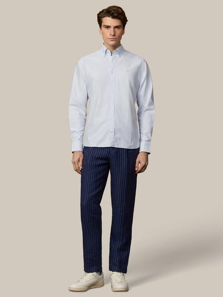 Hackett London Heritage Stripe Cotton Shirt - view 2, Oxford Blue