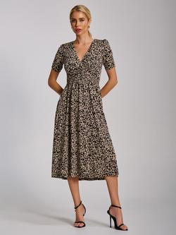 Jolie Moi Animal Print Jersey Midi Dress, Neutral Animal, Neutral Animal