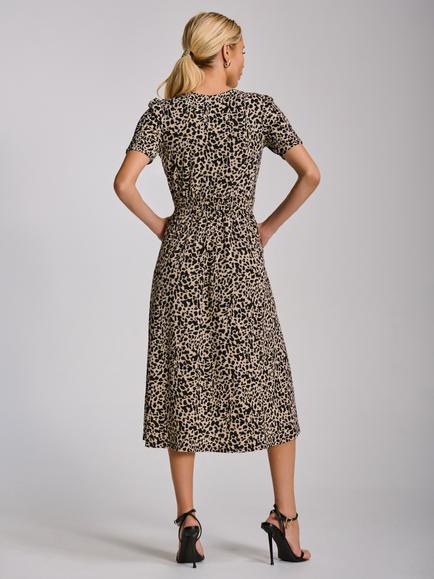 Jolie Moi Animal Print Jersey Midi Dress, Neutral Animal - view 2, Neutral Animal