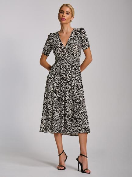 Jolie Moi Animal Print Jersey Midi Dress, White Animal, White Animal