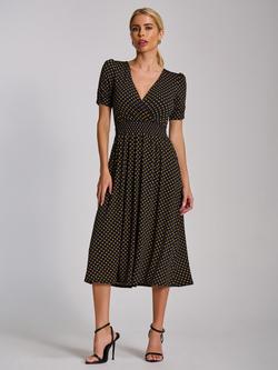 Jolie Moi Polka Dot Jersey Midi Dress, Navy Polka Dot, Navy Polka Dot