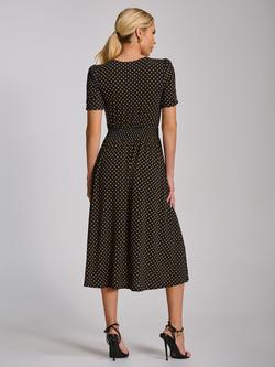 Jolie Moi Polka Dot Jersey Midi Dress, Navy Polka Dot - view 2, Navy Polka Dot