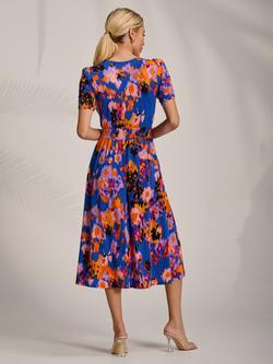Jolie Moi Abstract Jersey Midi Dress, Blue Abstract - view 2, Blue Abstract