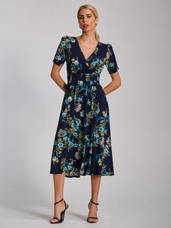Jolie Moi Floral Jersey Midi Dress, Navy Floral, Navy Floral