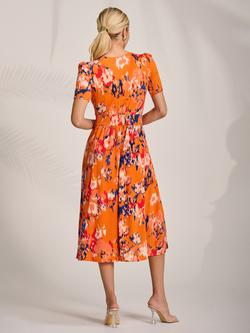 Jolie Moi Abstract Jersey Midi Dress, Orange Abstract - view 2, Orange Abstract