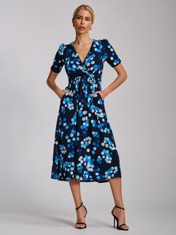 Jolie Moi Spot Print Jersey Midi Dress, Blue Spot, Blue Spot