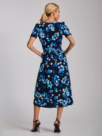 Jolie Moi Spot Print Jersey Midi Dress, Blue Spot - view 2, Blue Spot
