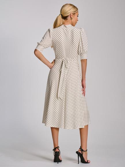 Jolie Moi Polka Dot Tie Jersey Midi Dress, White Polka Dot - view 2, White Polka Dot