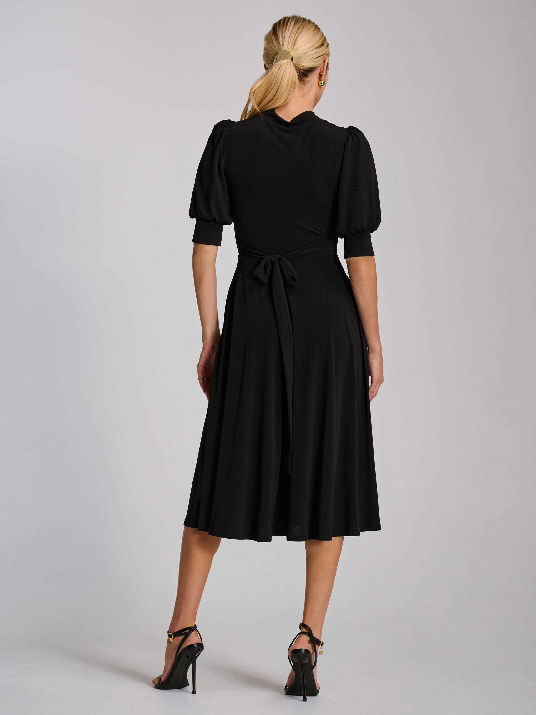 Product image 2 of 6, which shows Jolie Moi Tie Jersey Midi Dress, Black, 8