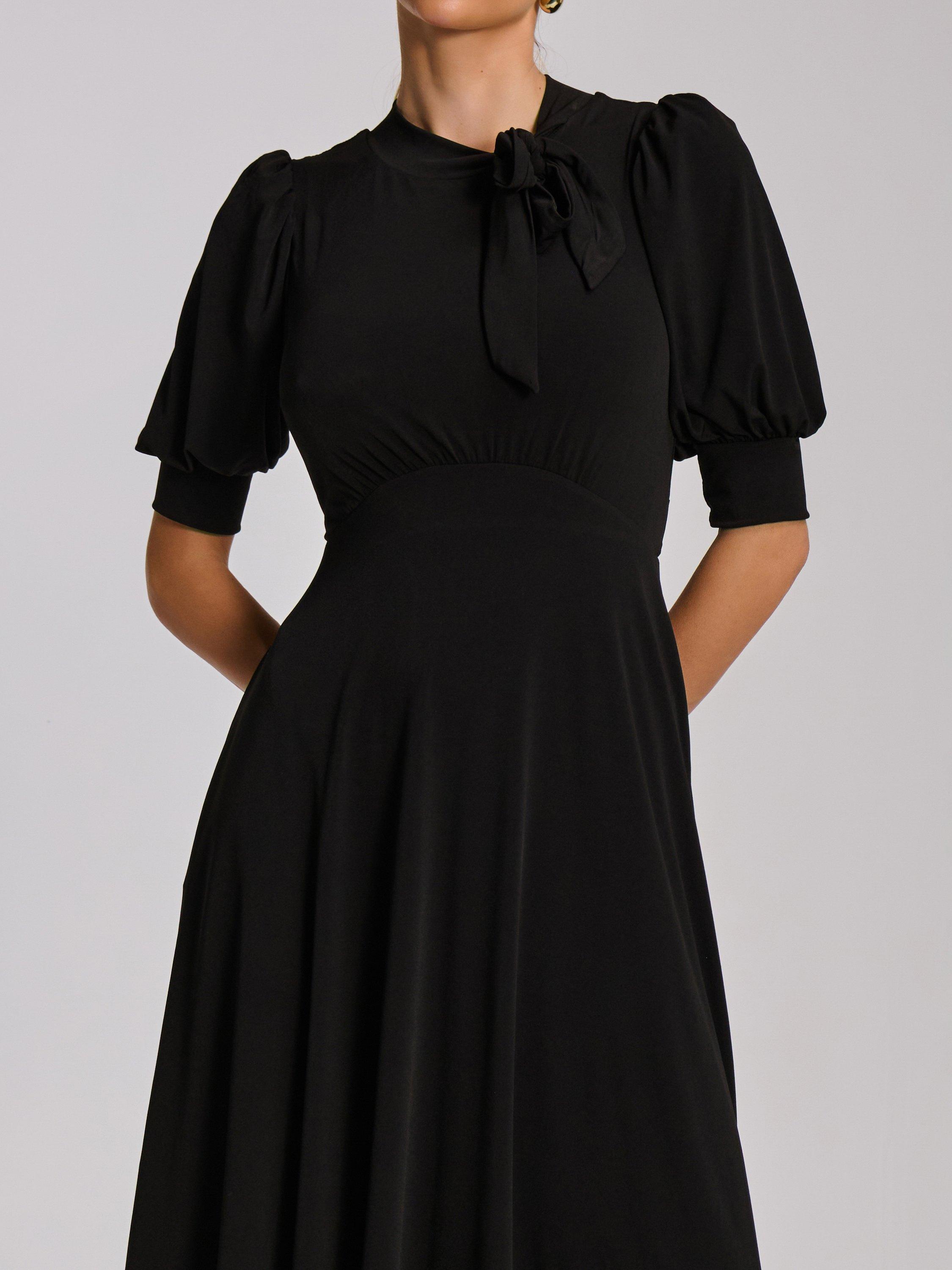 Product image 4 of 6, which shows Jolie Moi Tie Jersey Midi Dress, Black, 8