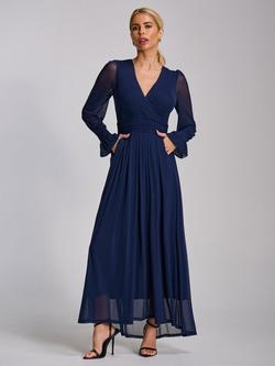 Jolie Moi Mesh Sleeve Maxi Dress, Navy, Navy