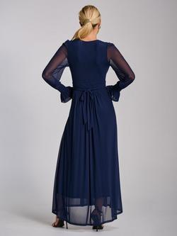 Jolie Moi Mesh Sleeve Maxi Dress, Navy - view 2, Navy