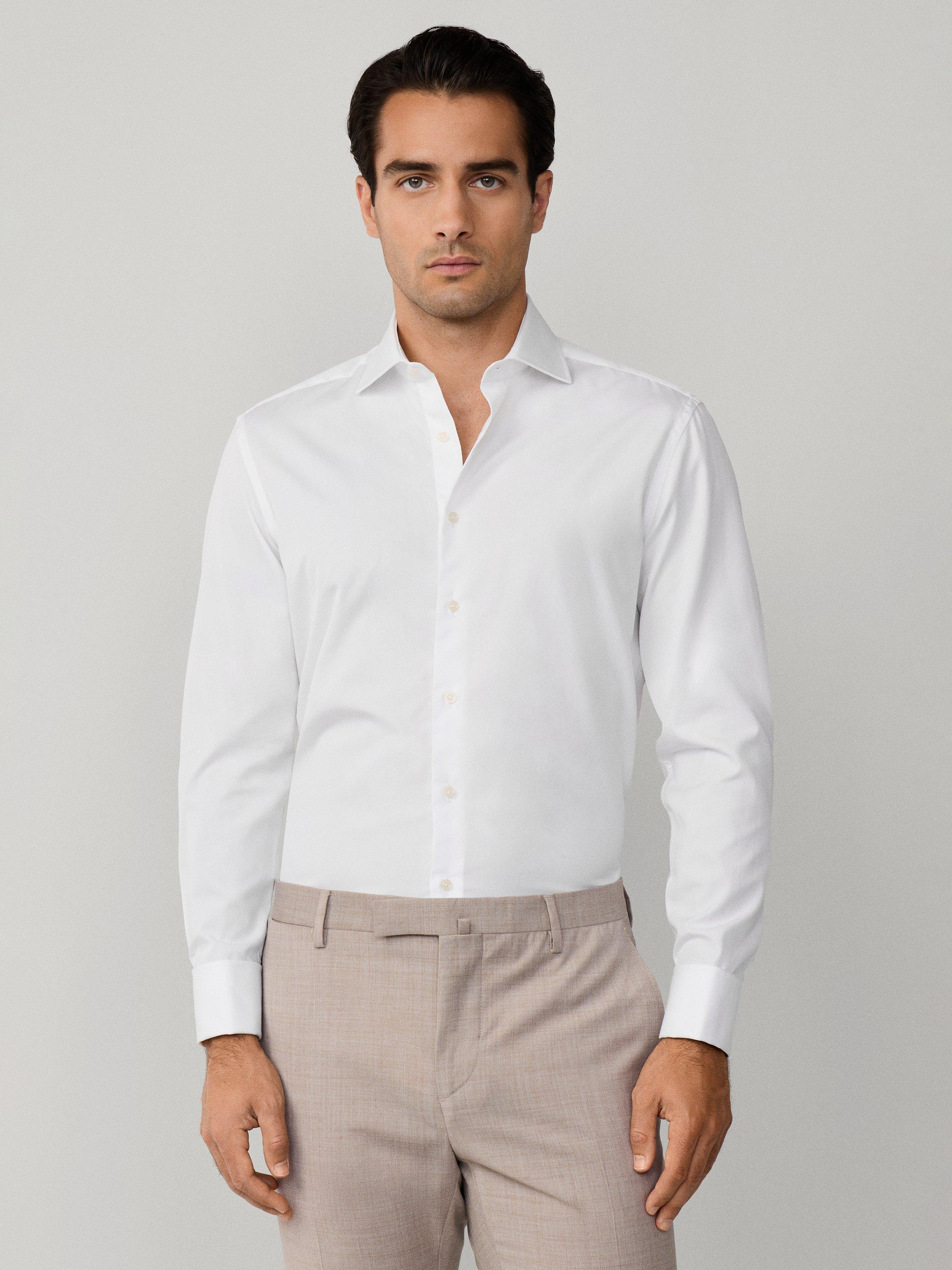 Product image 1 of 8, which shows Hackett London Tailored Fit Formal Poplin Shirt, White, S
