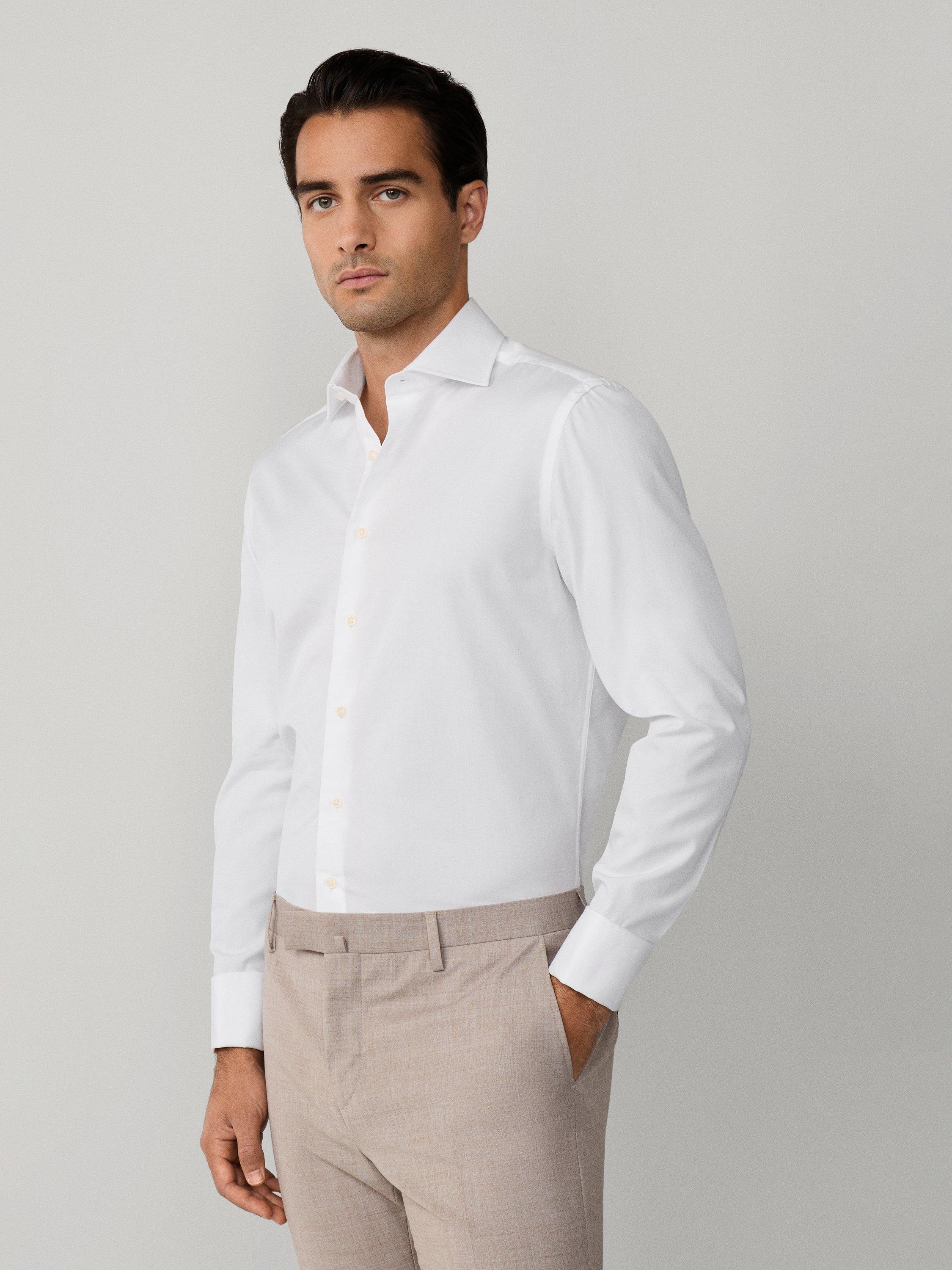 Product image 7 of 8, which shows Hackett London Tailored Fit Formal Poplin Shirt, White, S