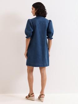Phase Eight Carly Ruffle Denim Dress, Blue - view 2, Blue
