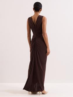 Phase Eight Delaney Drape Maxi Dress, Brown - view 2, Brown