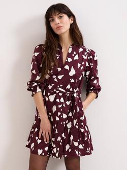 Phase Eight Gaia Heart Print Swing Dress, Burgundy, Burgundy