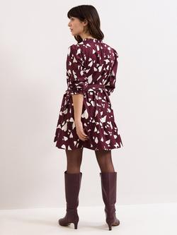 Phase Eight Gaia Heart Print Swing Dress, Burgundy - view 2, Burgundy