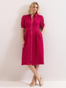 Phase Eight Carey Broderie Zip Through Midi Dress, Pink, Pink