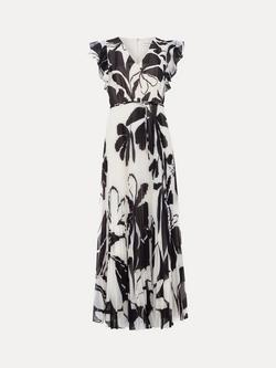 Phase Eight Uma Floral Pleated Maxi Dress, Black/Multi - view 2, Black/Multi