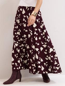 Phase Eight Valentina Heart Print Midi Skirt, Burgundy, Burgundy