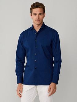 Hackett London Cotton Tailored Fit Stripe Shirt, Dark Denim Blue
